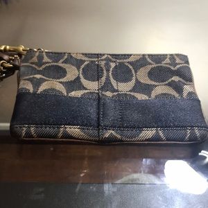 Denim coach wristlet, used